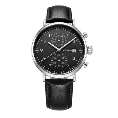 Multifunctional Quartz Waterproof Men Leather Watch, OCHSTIN 6076C