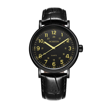 Fashion Hollow Men Leather Quartz Watch, OCHSTIN 6081C