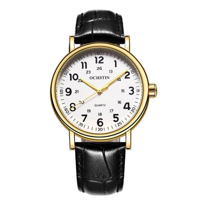 Fashion Hollow Men Leather Quartz Watch, OCHSTIN 6081C