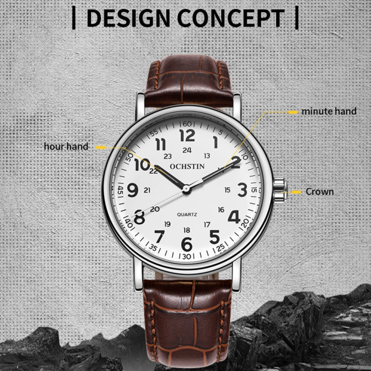 Fashion Hollow Men Leather Quartz Watch, OCHSTIN 6081C