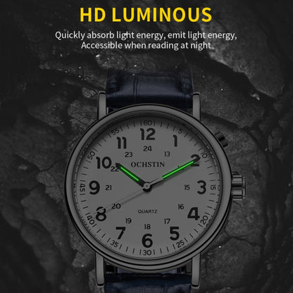 Fashion Hollow Men Leather Quartz Watch, OCHSTIN 6081C