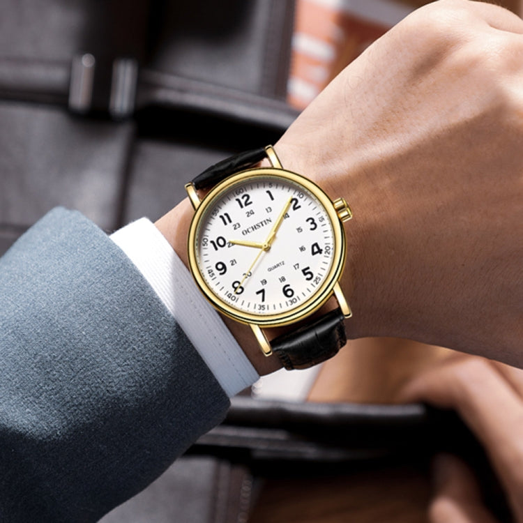 Fashion Hollow Men Leather Quartz Watch, OCHSTIN 6081C