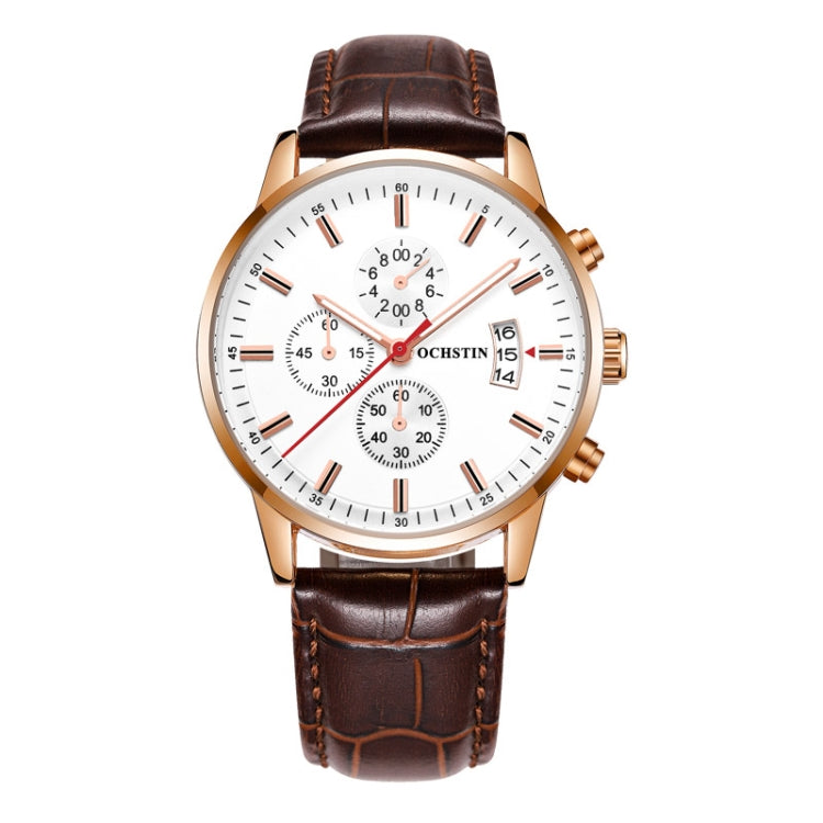 Multifunctional Quartz Waterproof Luminous Men Leather Watch, OCHSTIN 6084C