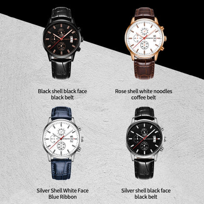 Multifunctional Quartz Waterproof Luminous Men Leather Watch, OCHSTIN 6084C