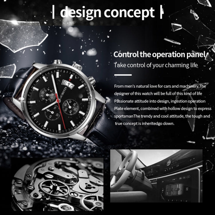 Multifunctional Quartz Waterproof Luminous Men Leather Watch, OCHSTIN 6084C