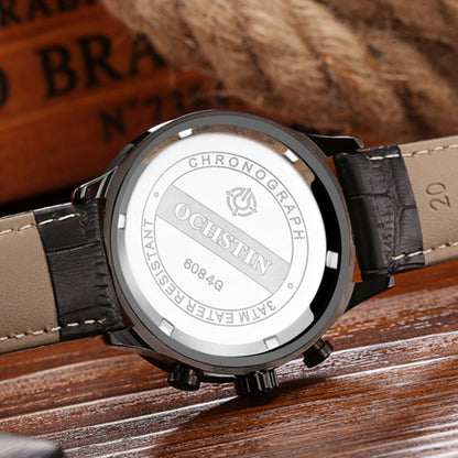 Multifunctional Quartz Waterproof Luminous Men Leather Watch, OCHSTIN 6084C
