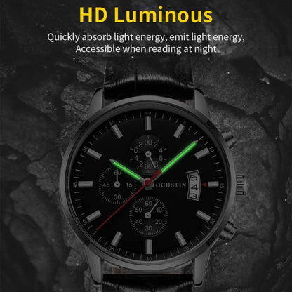 Multifunctional Quartz Waterproof Luminous Men Leather Watch, OCHSTIN 6084C