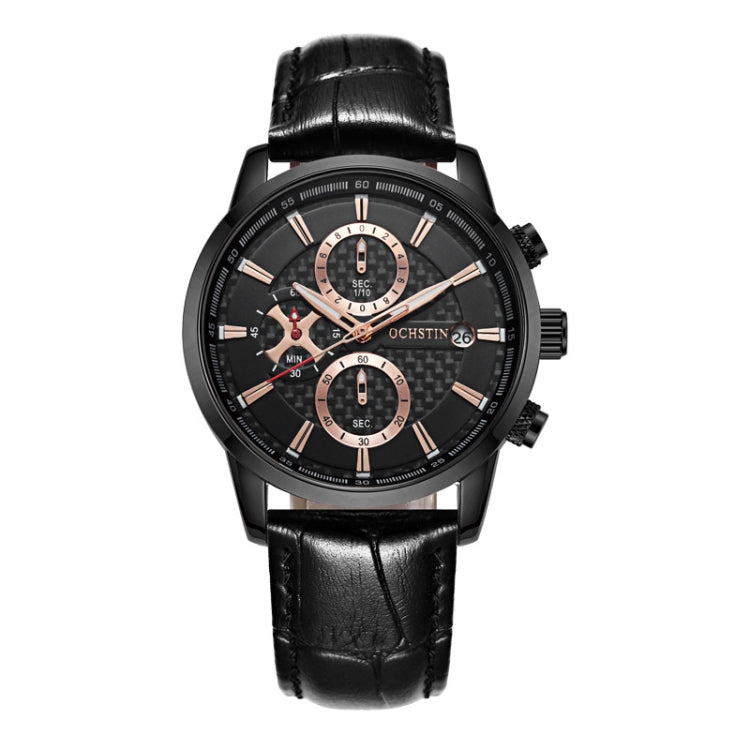 Multifunctional Quartz Waterproof Men Leather Watch, OCHSTIN 6085B