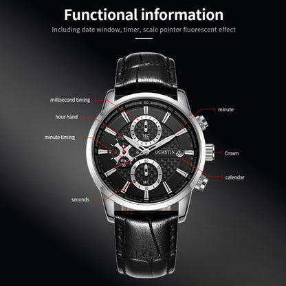 Multifunctional Quartz Waterproof Men Leather Watch, OCHSTIN 6085B
