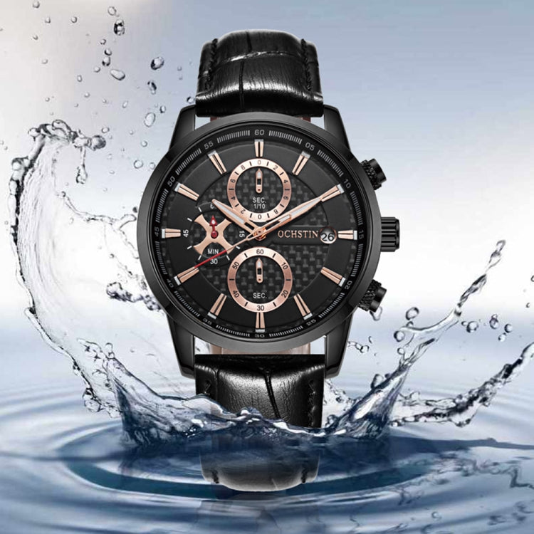 Multifunctional Quartz Waterproof Men Leather Watch, OCHSTIN 6085B