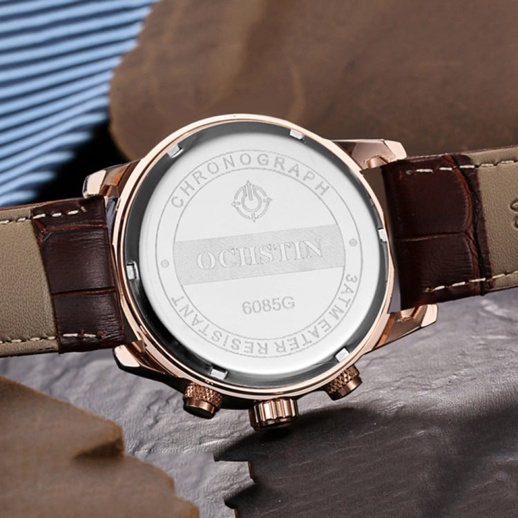 Multifunctional Quartz Waterproof Men Leather Watch, OCHSTIN 6085B