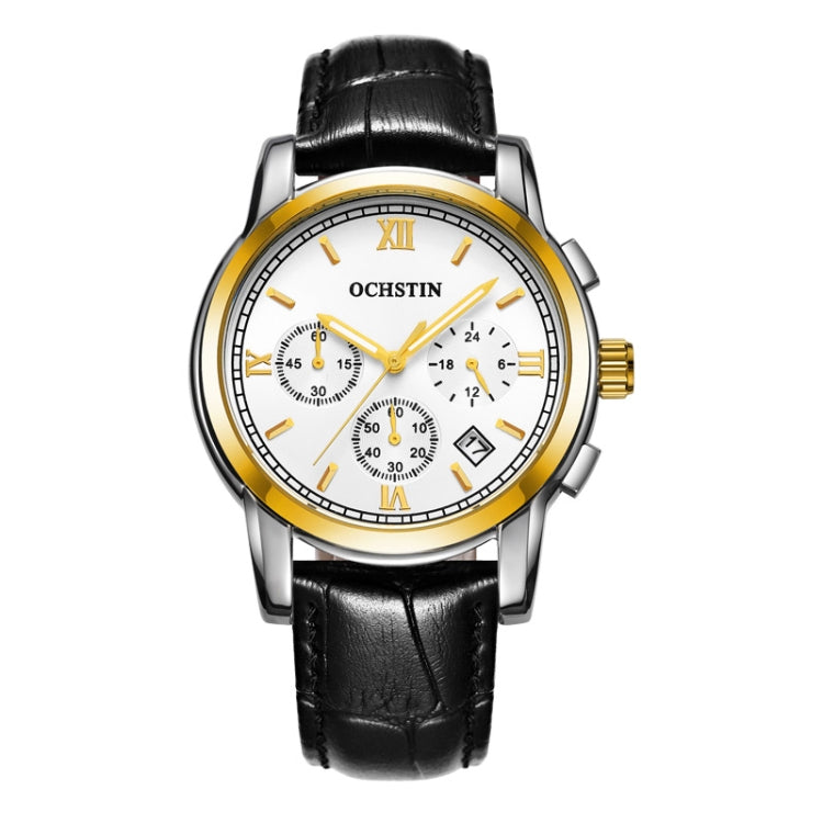 Multifunctional Quartz Waterproof Luminous Men Leather Watch, OCHSTIN 6097B