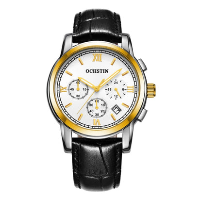 Multifunctional Quartz Waterproof Luminous Men Leather Watch, OCHSTIN 6097B