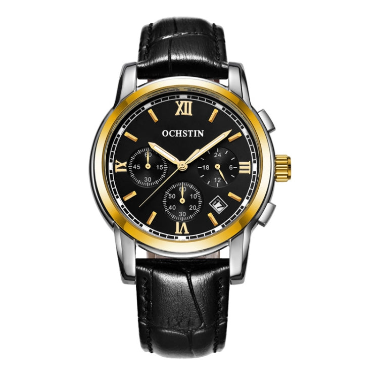 Multifunctional Quartz Waterproof Luminous Men Leather Watch, OCHSTIN 6097B