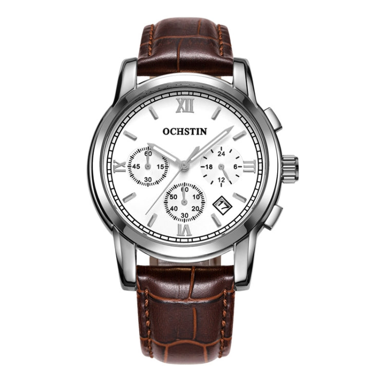 Multifunctional Quartz Waterproof Luminous Men Leather Watch, OCHSTIN 6097B