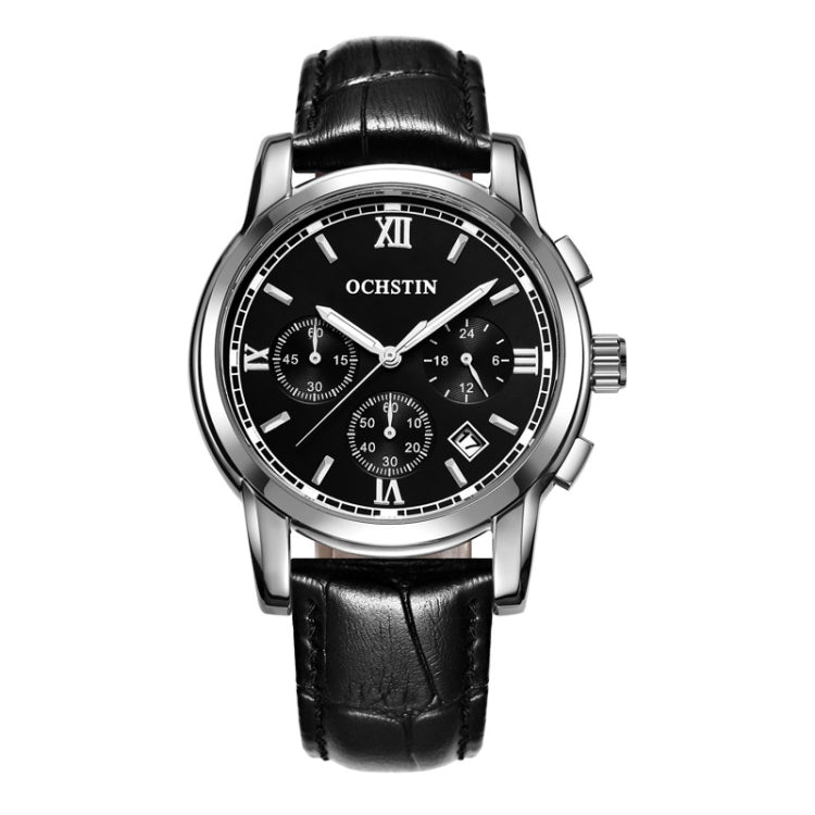 Multifunctional Quartz Waterproof Luminous Men Leather Watch, OCHSTIN 6097B