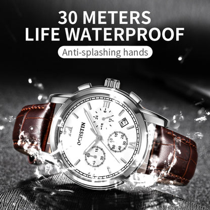 Multifunctional Quartz Waterproof Luminous Men Leather Watch, OCHSTIN 6097B