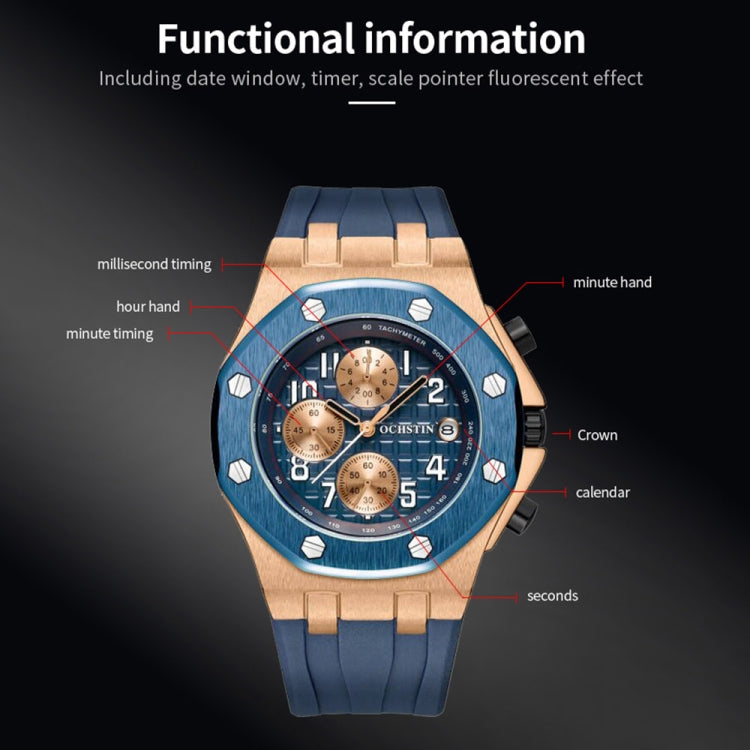 Multifunctional Quartz Waterproof TPU Strap Men Watch, OCHSTIN 6100A