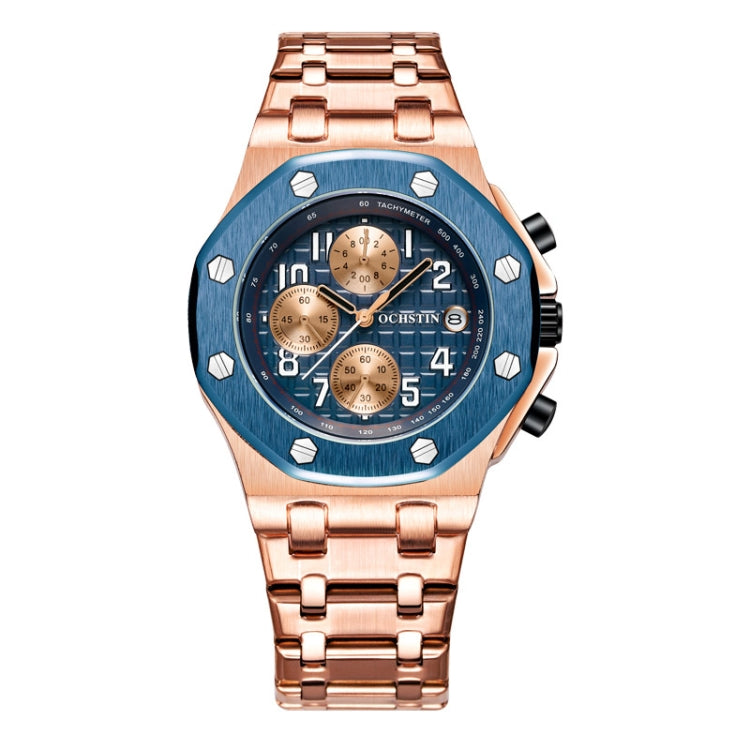 Multifunctional Quartz Waterproof Luminous Steel Strap Men Watch, OCHSTIN 6100D