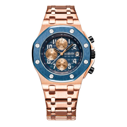 Multifunctional Quartz Waterproof Luminous Steel Strap Men Watch, OCHSTIN 6100D