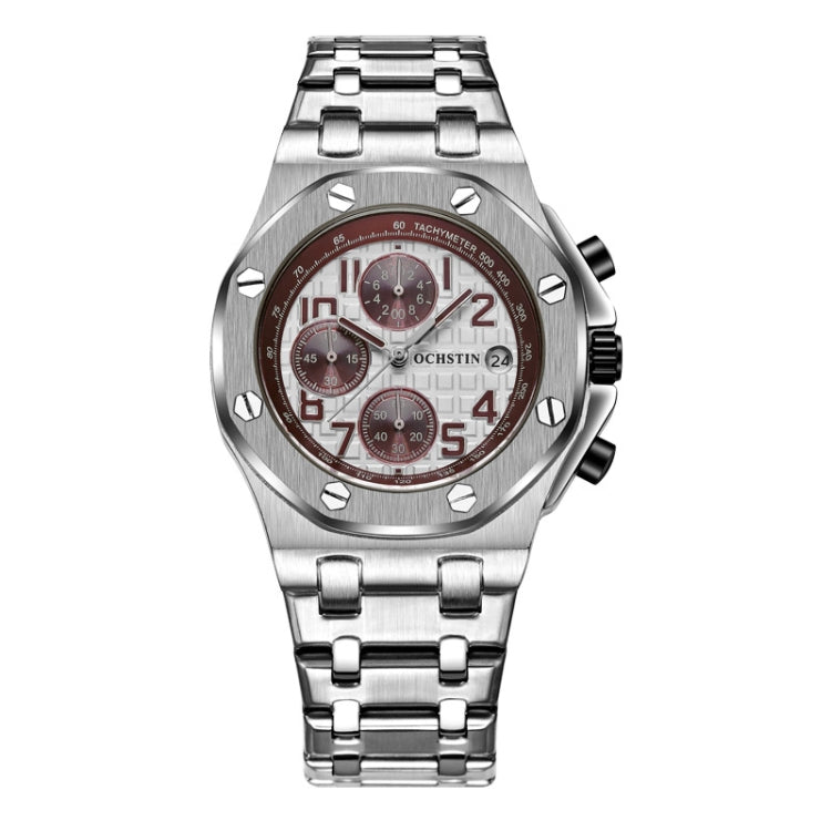 Multifunctional Quartz Waterproof Luminous Steel Strap Men Watch, OCHSTIN 6100D