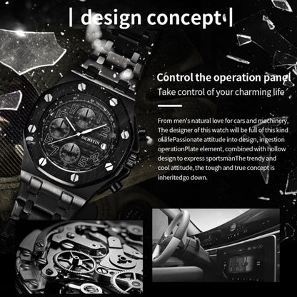 Multifunctional Quartz Waterproof Luminous Steel Strap Men Watch, OCHSTIN 6100D