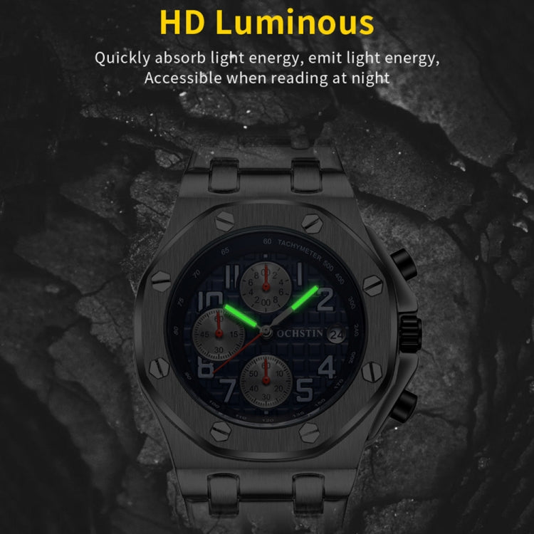 Multifunctional Quartz Waterproof Luminous Steel Strap Men Watch, OCHSTIN 6100D
