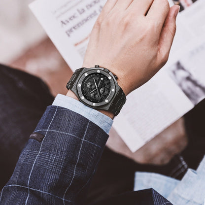 Multifunctional Quartz Waterproof Luminous Steel Strap Men Watch, OCHSTIN 6100D