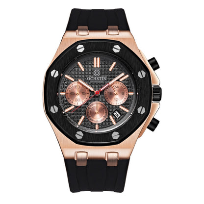 Multifunctional Quartz Waterproof TPU Strap Men Watch, OCHSTIN 6100E