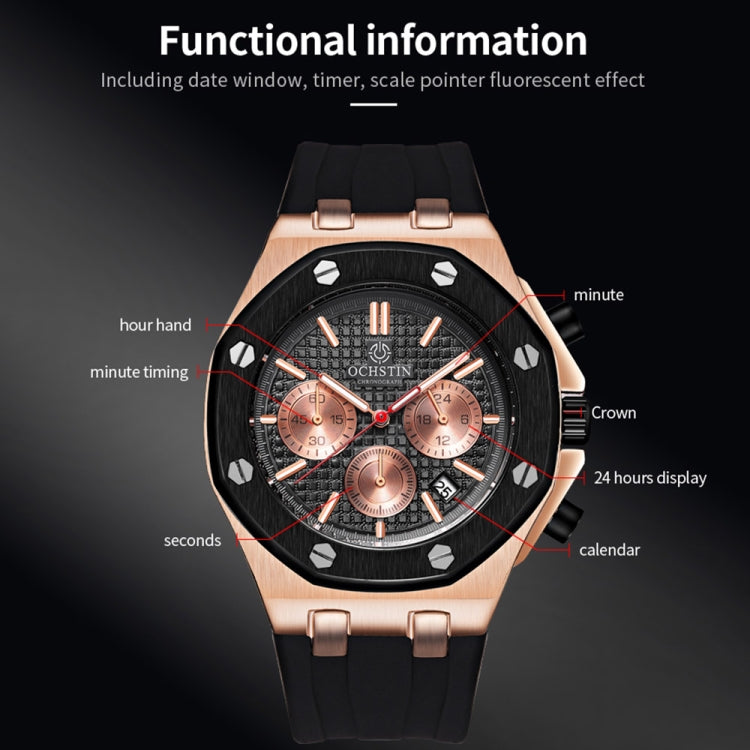 Multifunctional Quartz Waterproof TPU Strap Men Watch, OCHSTIN 6100E