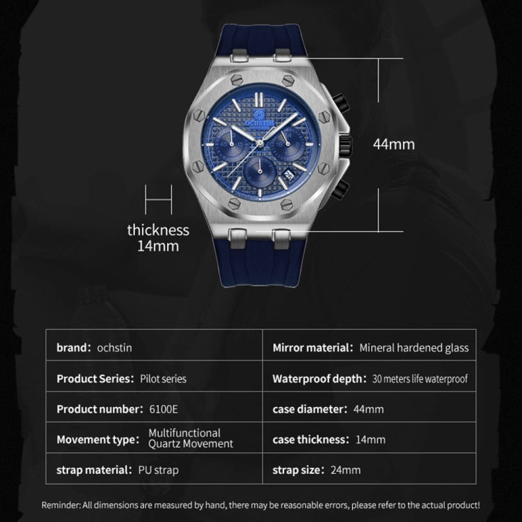 Multifunctional Quartz Waterproof TPU Strap Men Watch, OCHSTIN 6100E