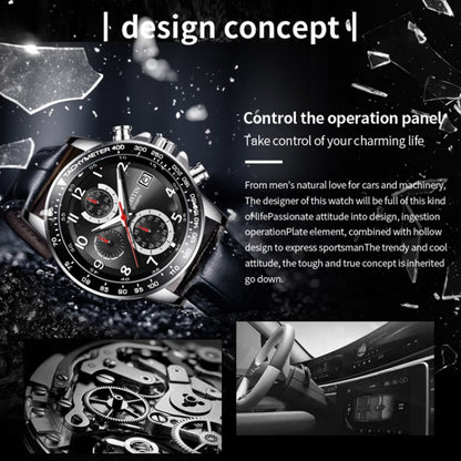 Multifunctional Quartz Waterproof Luminous Men Leather Watch, OCHSTIN 6112B