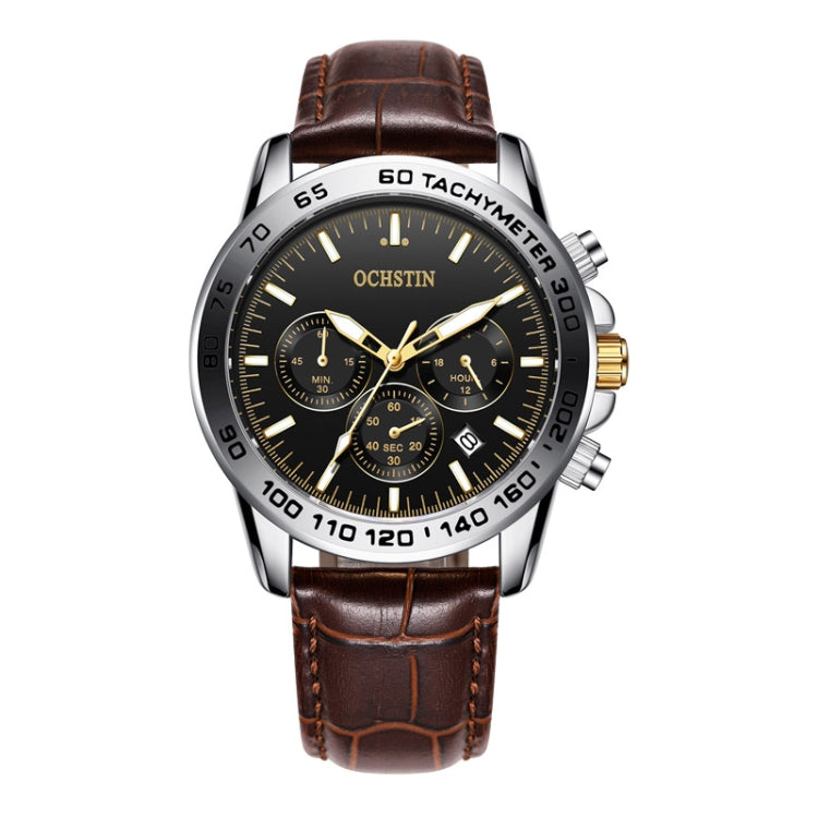 Multifunctional Quartz Waterproof Men Leather Watch, OCHSTIN 6117C