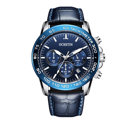 Multifunctional Quartz Waterproof Men Leather Watch, OCHSTIN 6117C
