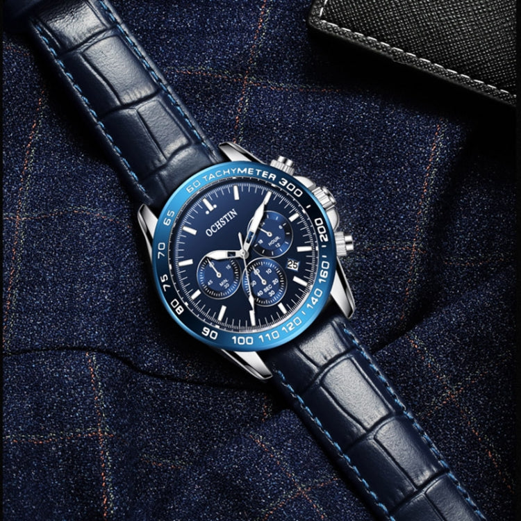 Multifunctional Quartz Waterproof Men Leather Watch, OCHSTIN 6117C