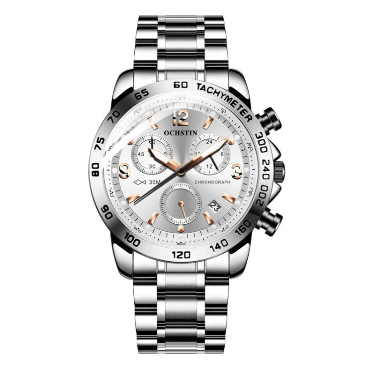 Multifunctional Quartz Waterproof Luminous Steel Strap Men Watch, OCHSTIN 6123B