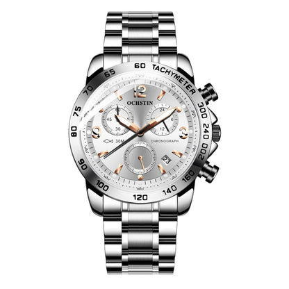 Multifunctional Quartz Waterproof Luminous Steel Strap Men Watch, OCHSTIN 6123B
