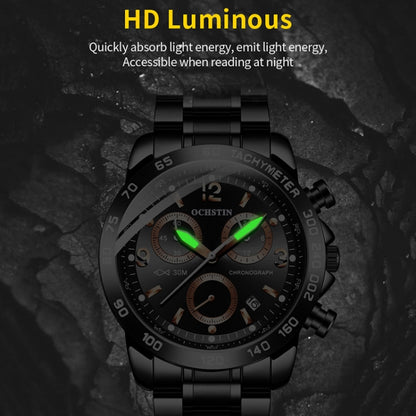 Multifunctional Quartz Waterproof Luminous Steel Strap Men Watch, OCHSTIN 6123B