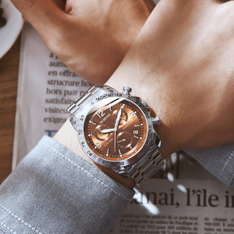 Multifunctional Quartz Waterproof Luminous Steel Strap Men Watch, OCHSTIN 6123B