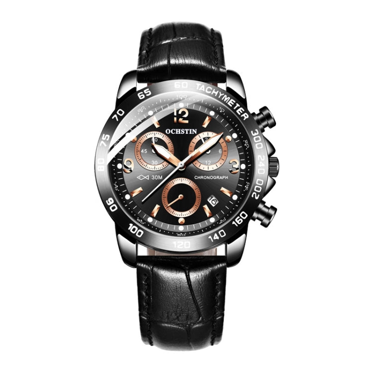 Multifunctional Quartz Waterproof Luminous Men Leather Watch, OCHSTIN 6123C