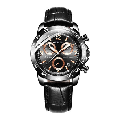 Multifunctional Quartz Waterproof Luminous Men Leather Watch, OCHSTIN 6123C