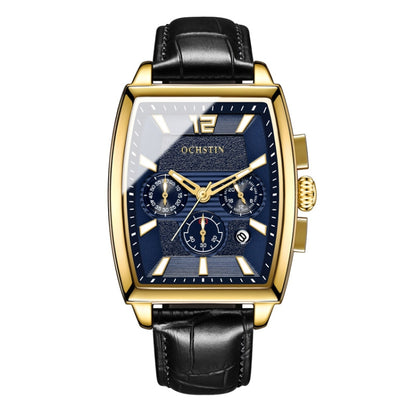 Multifunctional Quartz Waterproof Luminous Men Leather Watch, OCHSTIN 6133A
