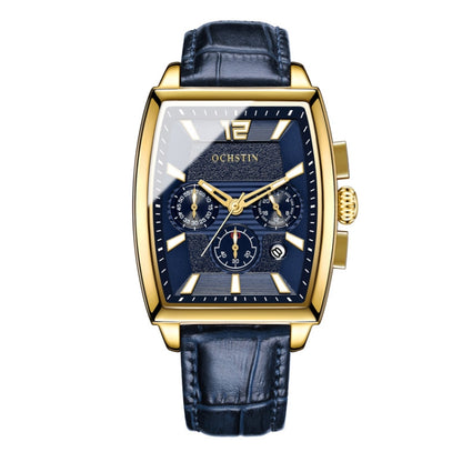 Multifunctional Quartz Waterproof Luminous Men Leather Watch, OCHSTIN 6133A