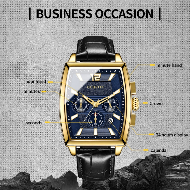 Multifunctional Quartz Waterproof Luminous Men Leather Watch, OCHSTIN 6133A
