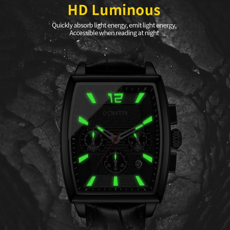 Multifunctional Quartz Waterproof Luminous Men Leather Watch, OCHSTIN 6133A