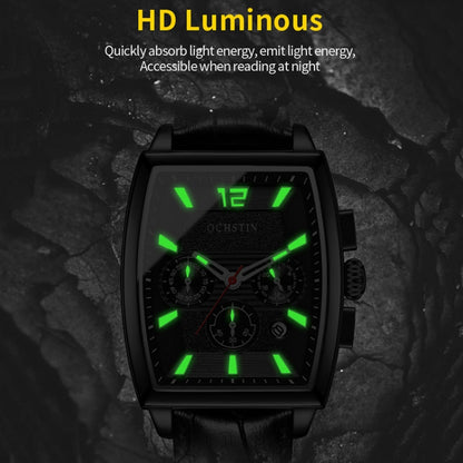 Multifunctional Quartz Waterproof Luminous Men Leather Watch, OCHSTIN 6133A