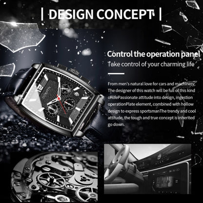 Multifunctional Quartz Waterproof Luminous Men Leather Watch, OCHSTIN 6133A