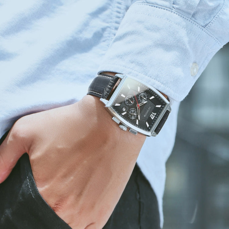 Multifunctional Quartz Waterproof Luminous Men Leather Watch, OCHSTIN 6133A