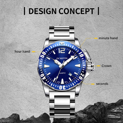 Multifunctional Quartz Waterproof Luminous Steel Strap Men Watch, OCHSTIN 7002B