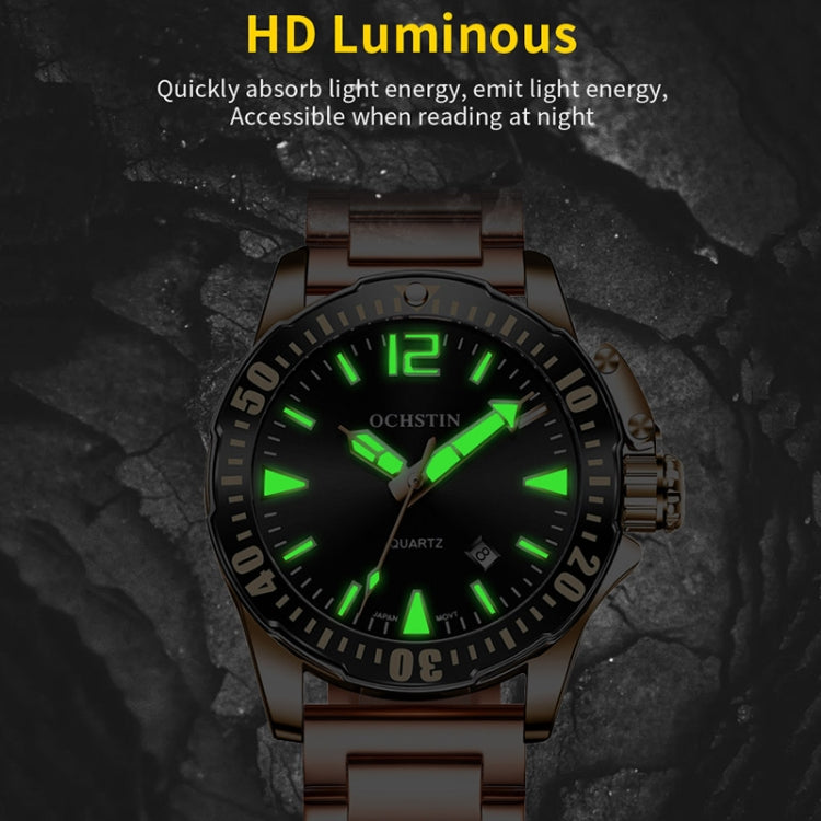 Multifunctional Quartz Waterproof Luminous Steel Strap Men Watch, OCHSTIN 7002B